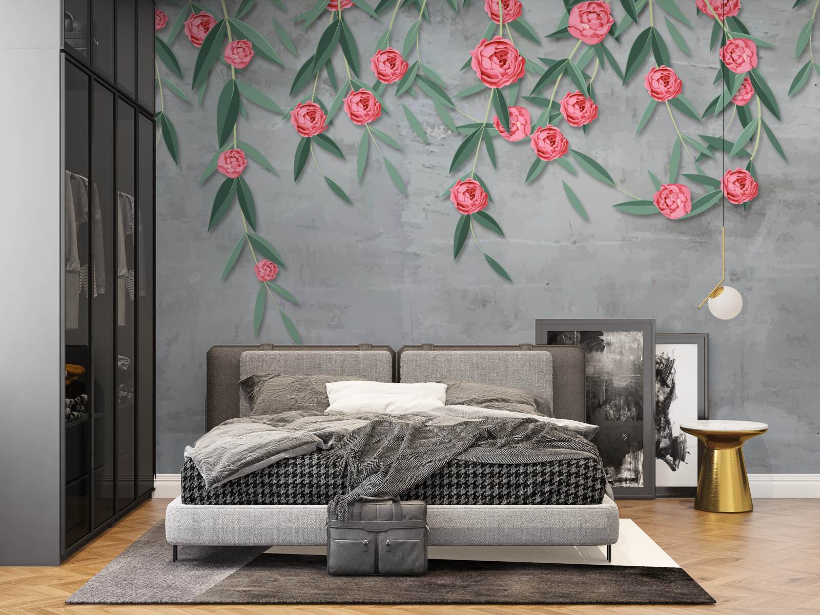 Fototapet nocturnă florală în roz