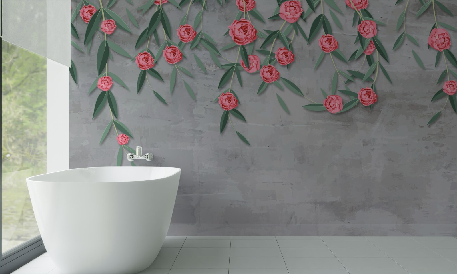 Fototapet nocturnă florală în roz