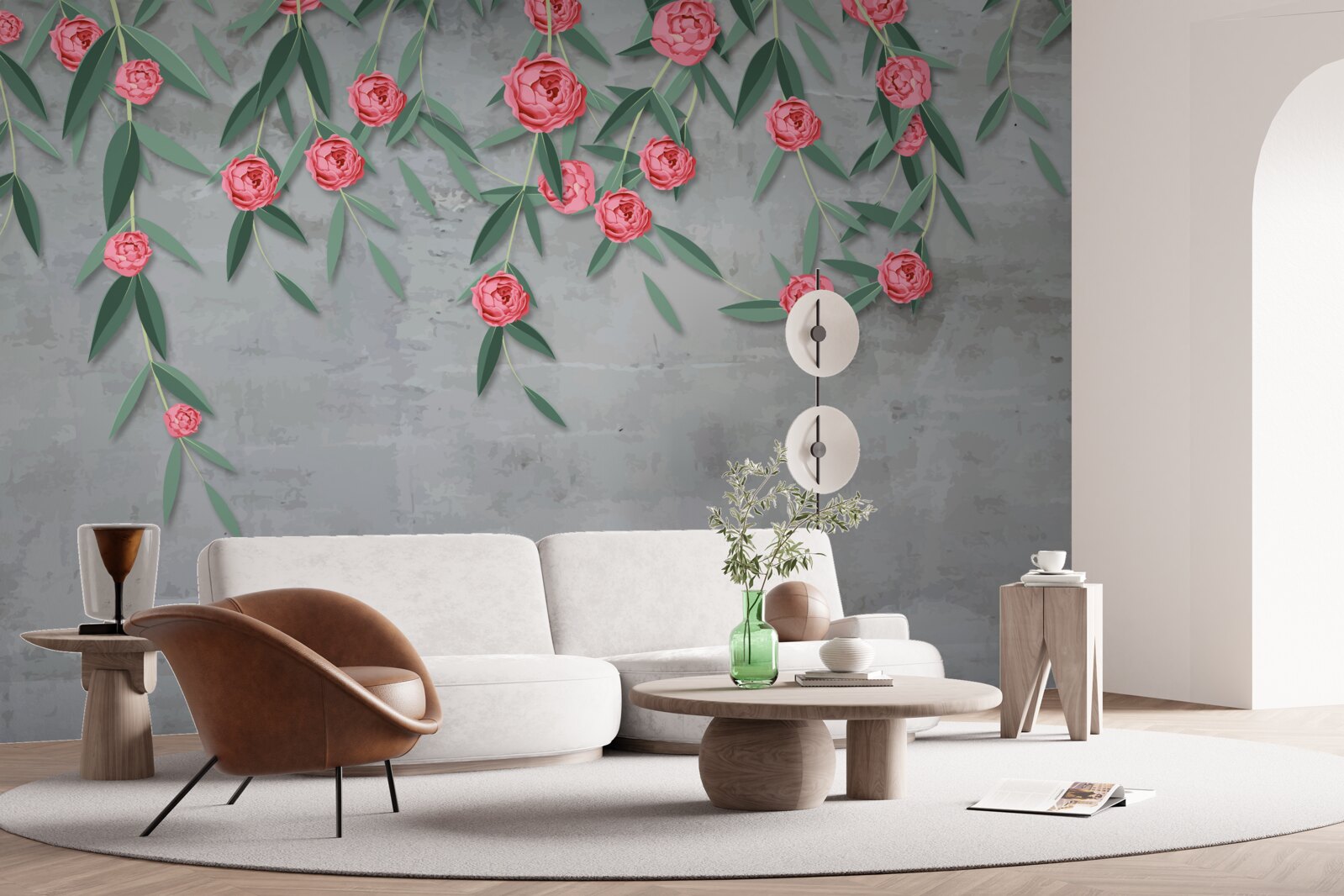 Fototapet nocturnă florală în roz