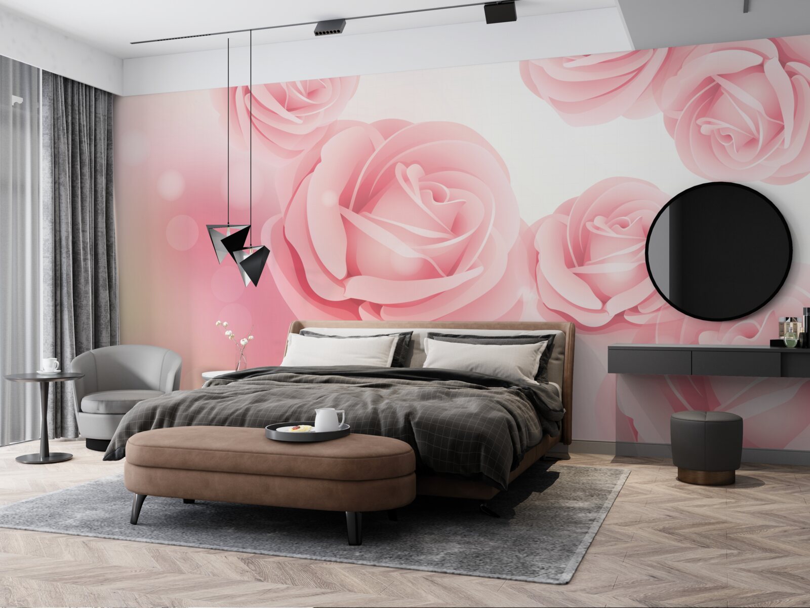 Fototapet flori moi de trandafir într-o nuanță de roz