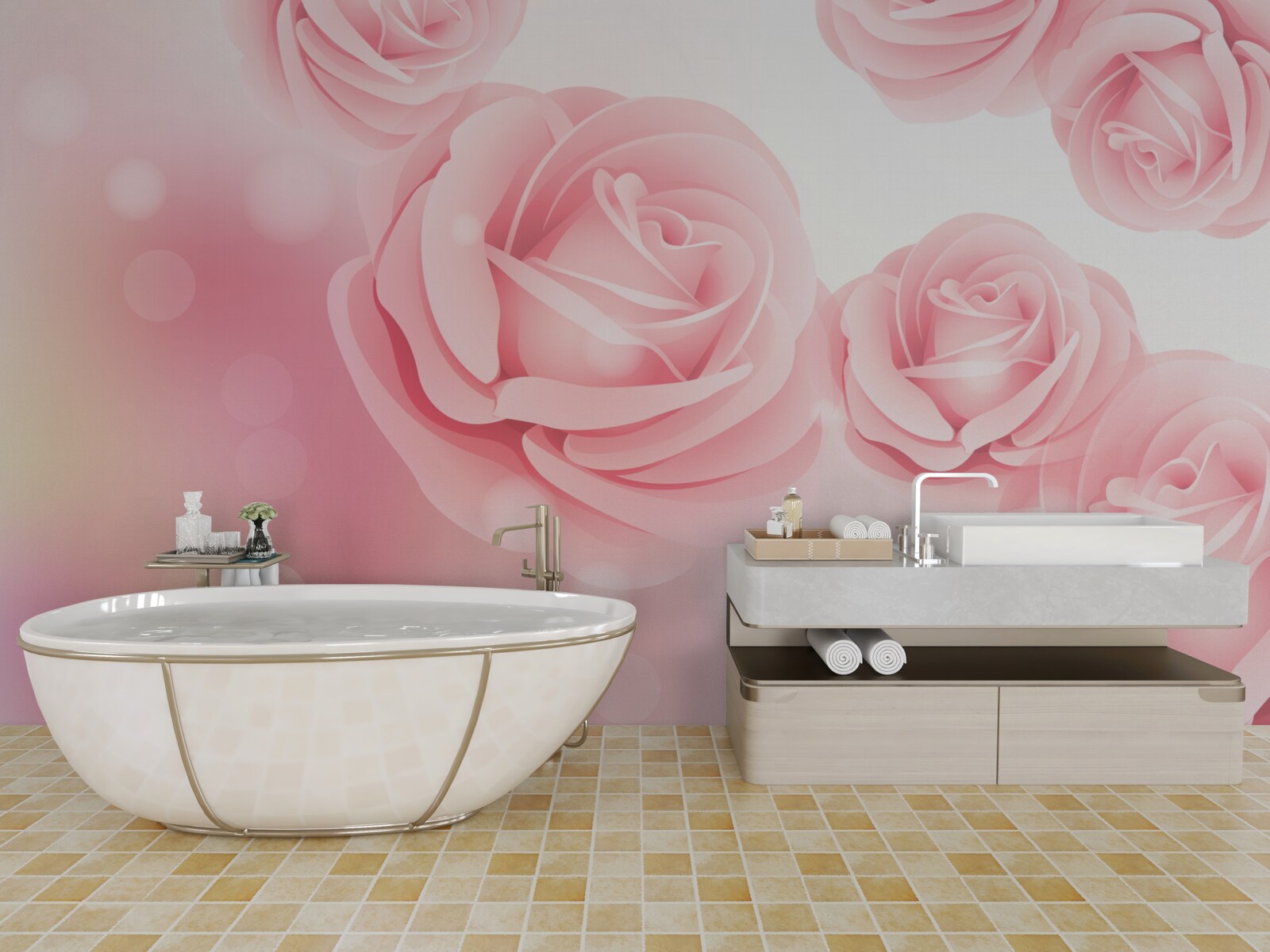 Fototapet flori moi de trandafir într-o nuanță de roz