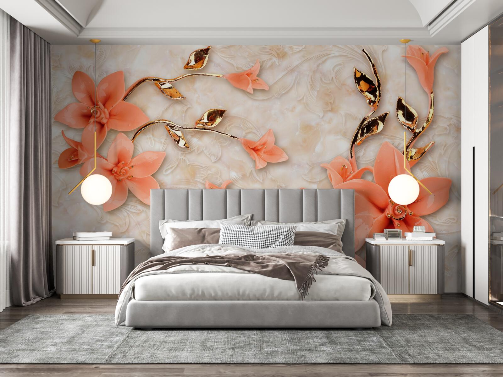 Fototapet magnolia înflorește în nuanțe de piersică