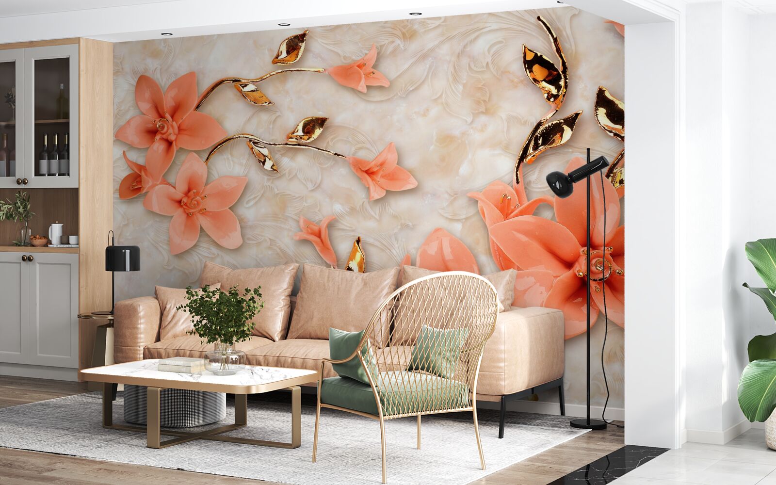 Fototapet magnolia înflorește în nuanțe de piersică