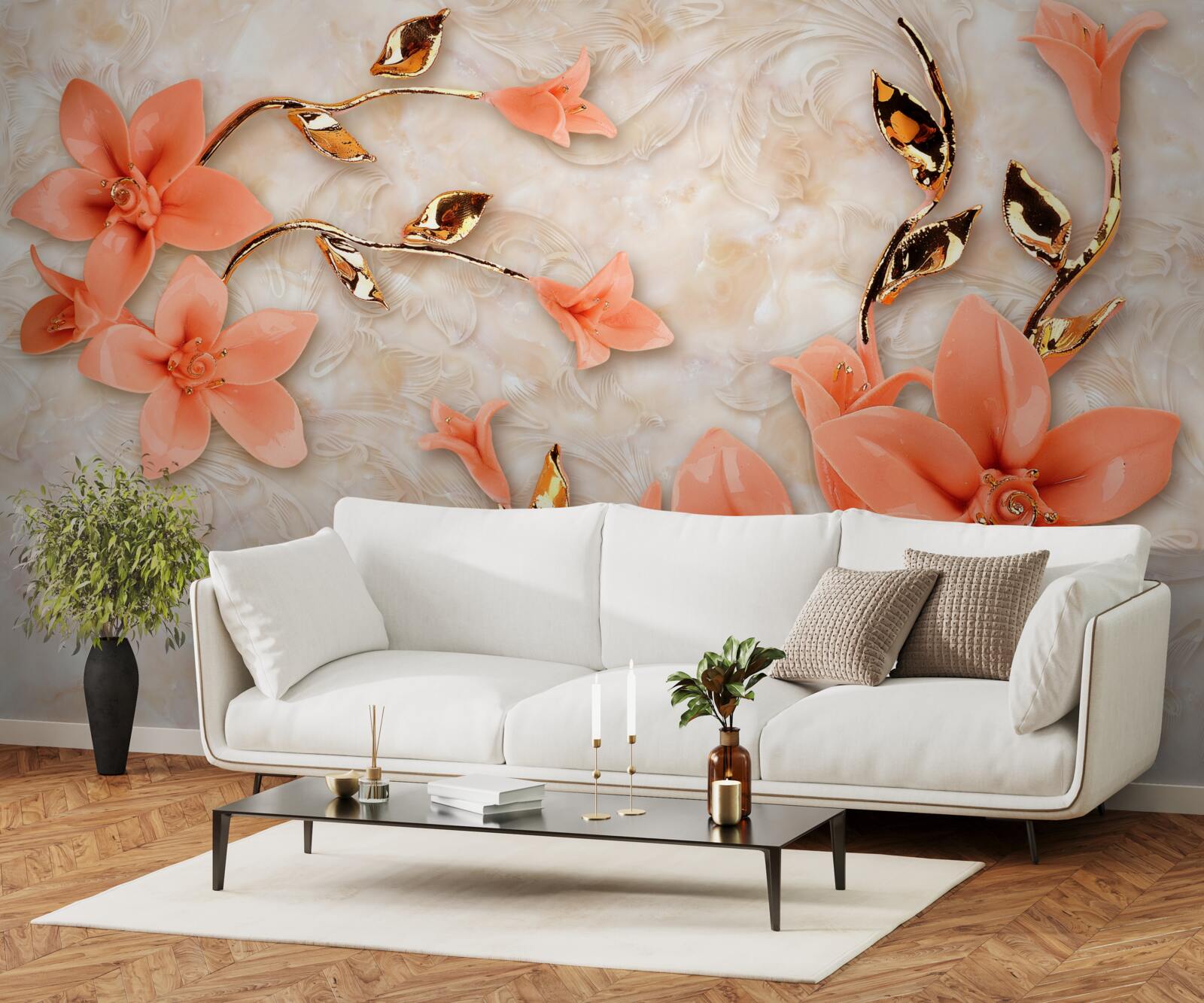 Fototapet magnolia înflorește în nuanțe de piersică