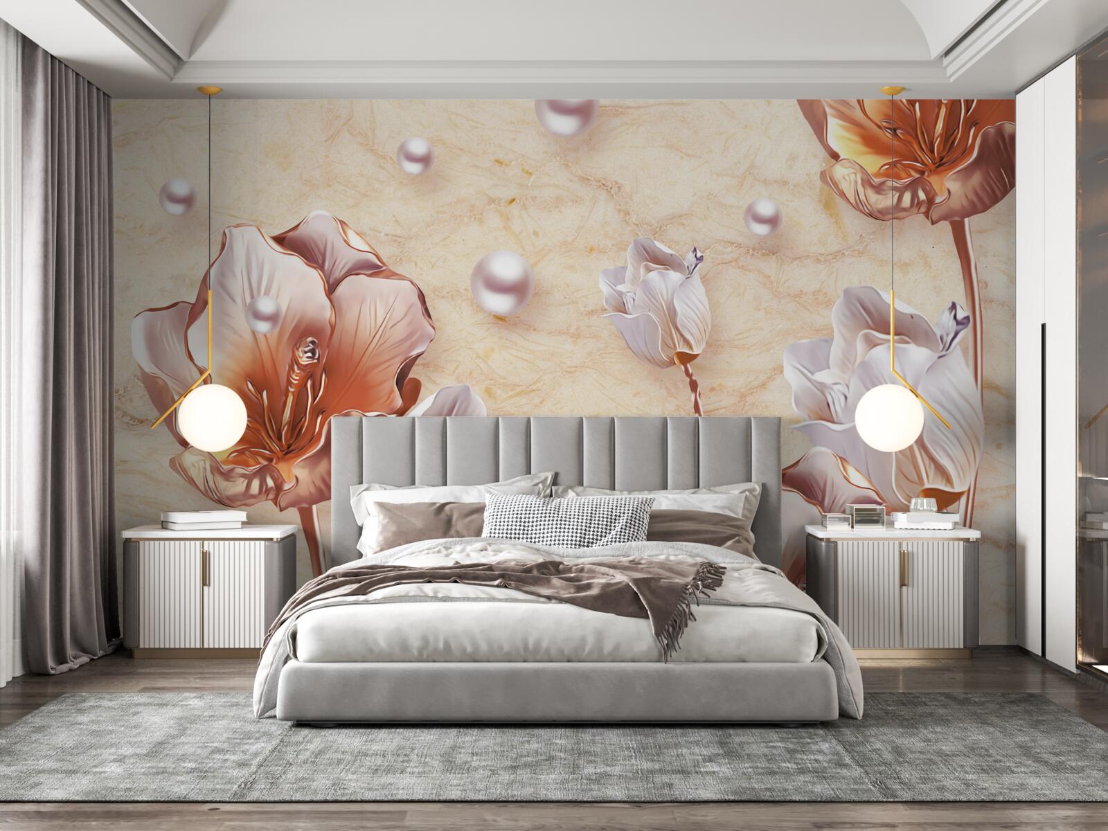 Fototapet zirconii strălucitoare, mărgele luminoase și flori rafinate