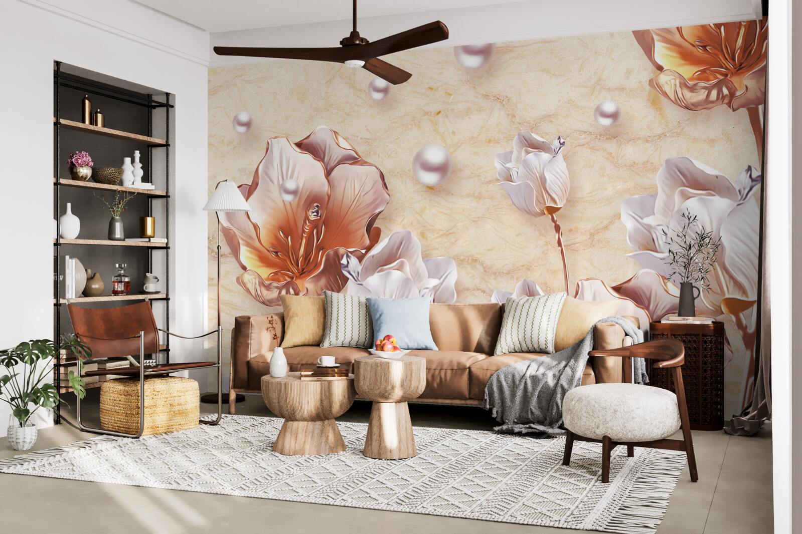 Fototapet zirconii strălucitoare, mărgele luminoase și flori rafinate