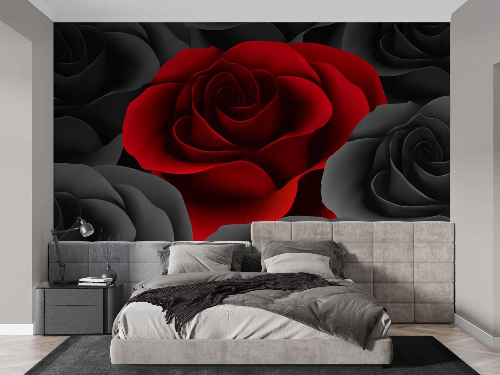 Fototapet o floare colorată în mijlocul plictiselii