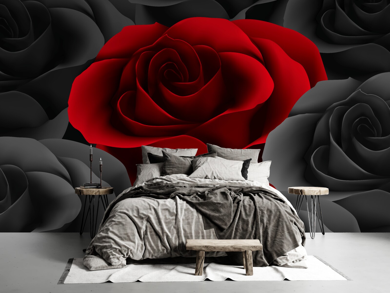 Fototapet o floare colorată în mijlocul plictiselii