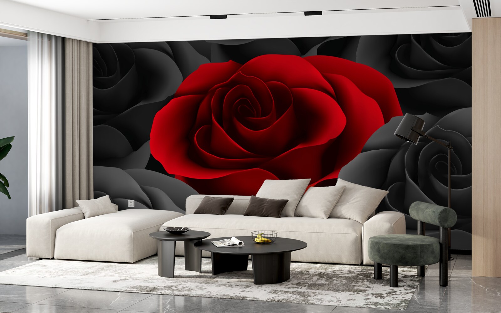 Fototapet o floare colorată în mijlocul plictiselii