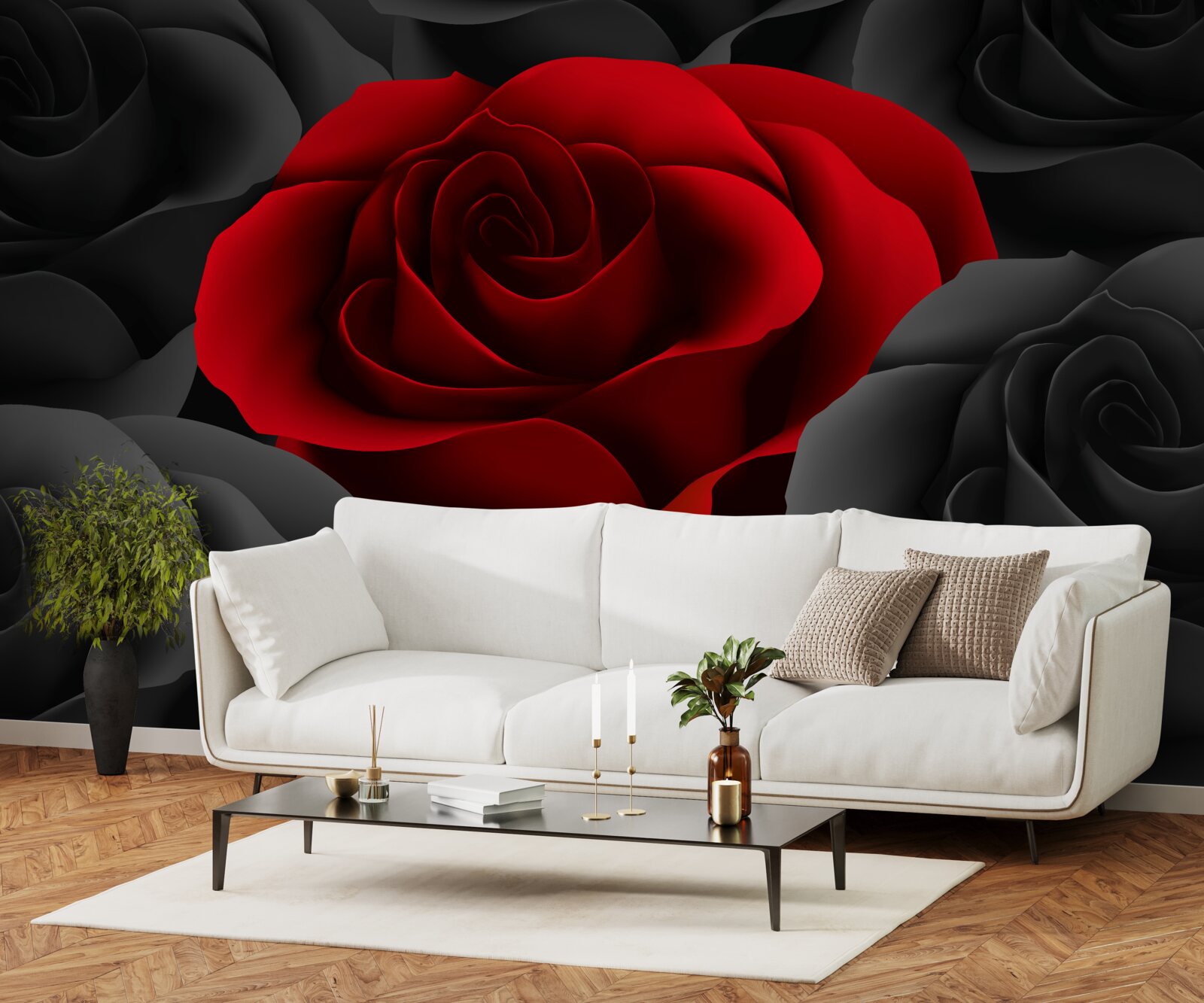 Fototapet o floare colorată în mijlocul plictiselii