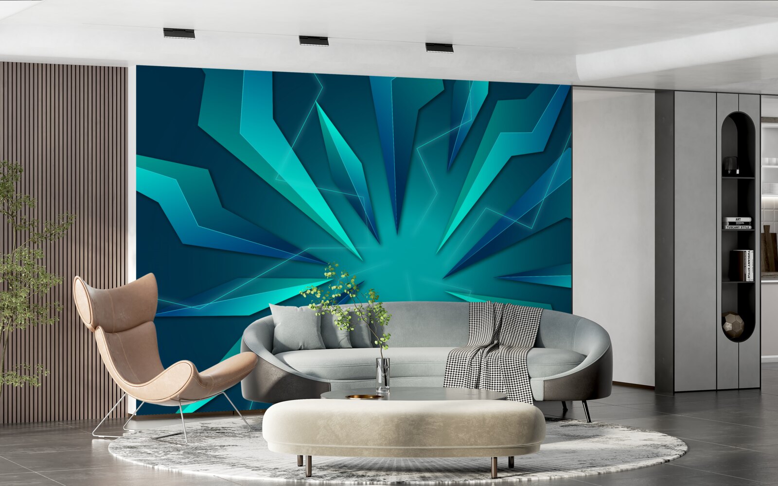 Fototapet curbe de valuri de albastru și turcoaz