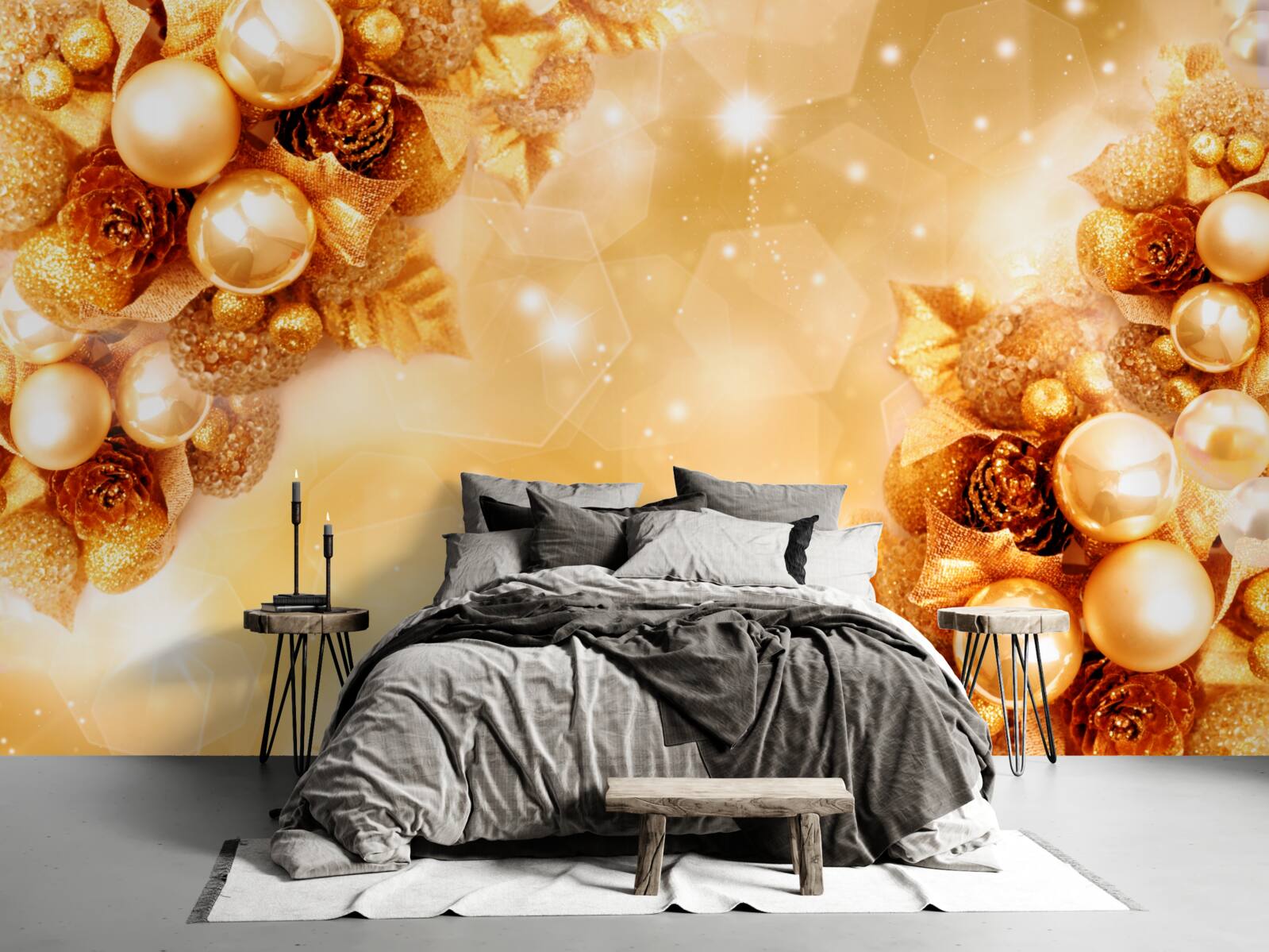 Fototapet perle de aur pe frunze de aur