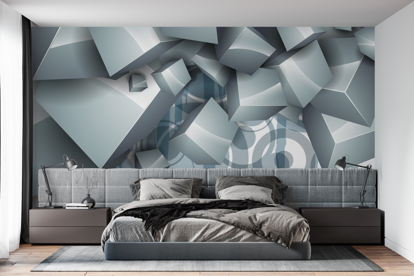 Fototapet cuburi optice gri