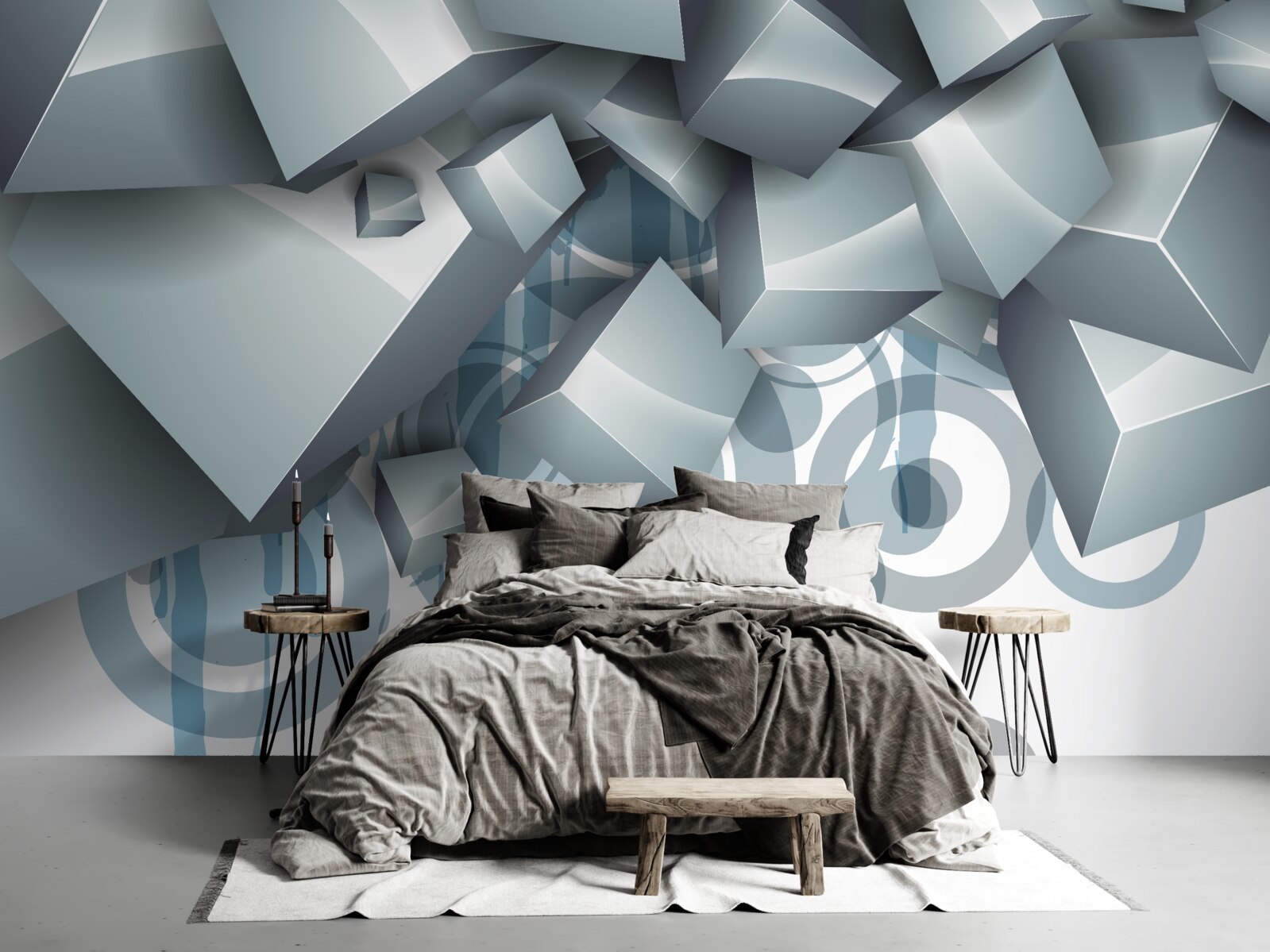 Fototapet cuburi optice gri