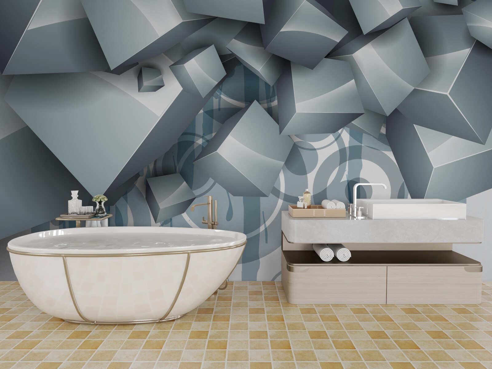 Fototapet cuburi optice gri