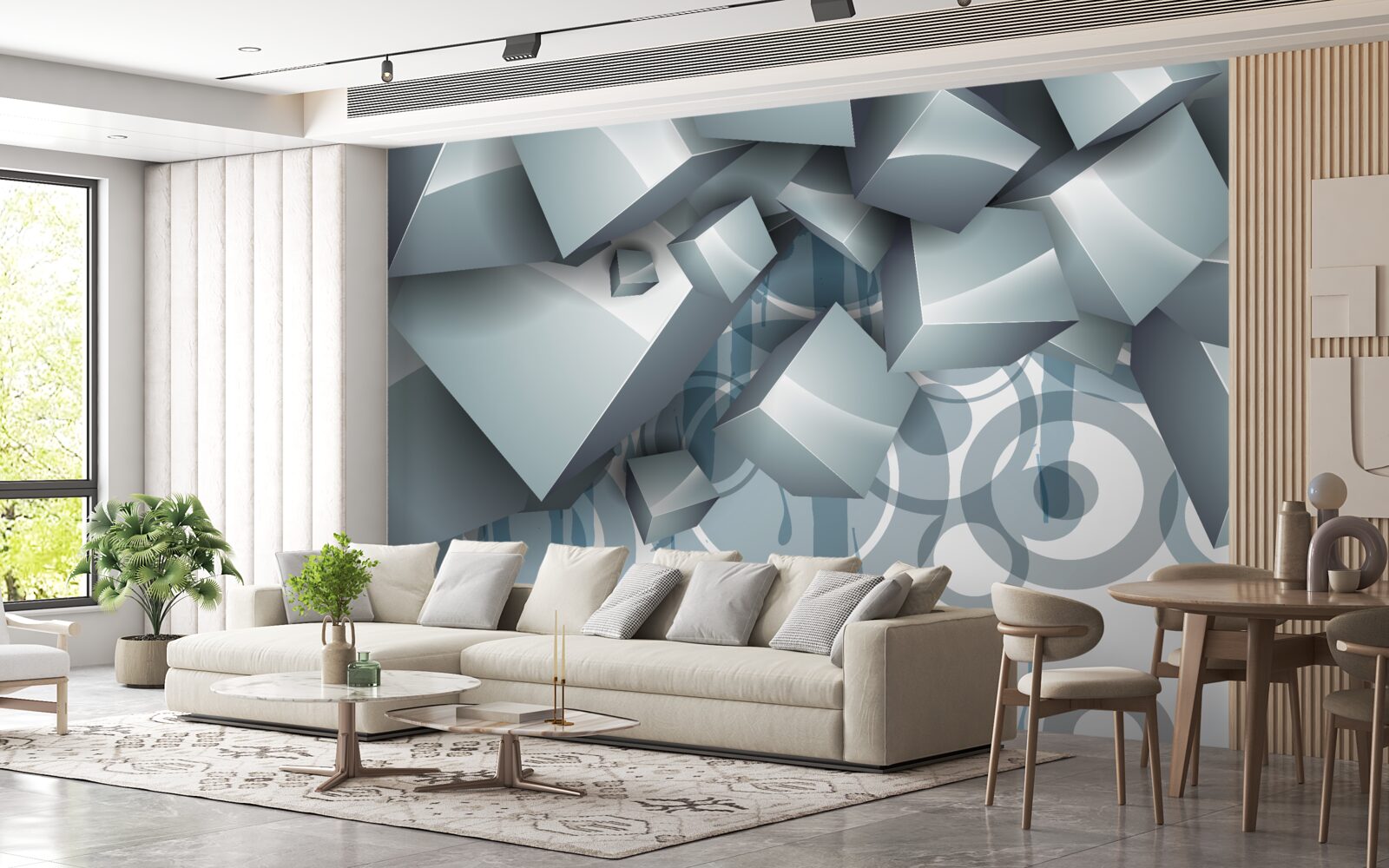 Fototapet cuburi optice gri