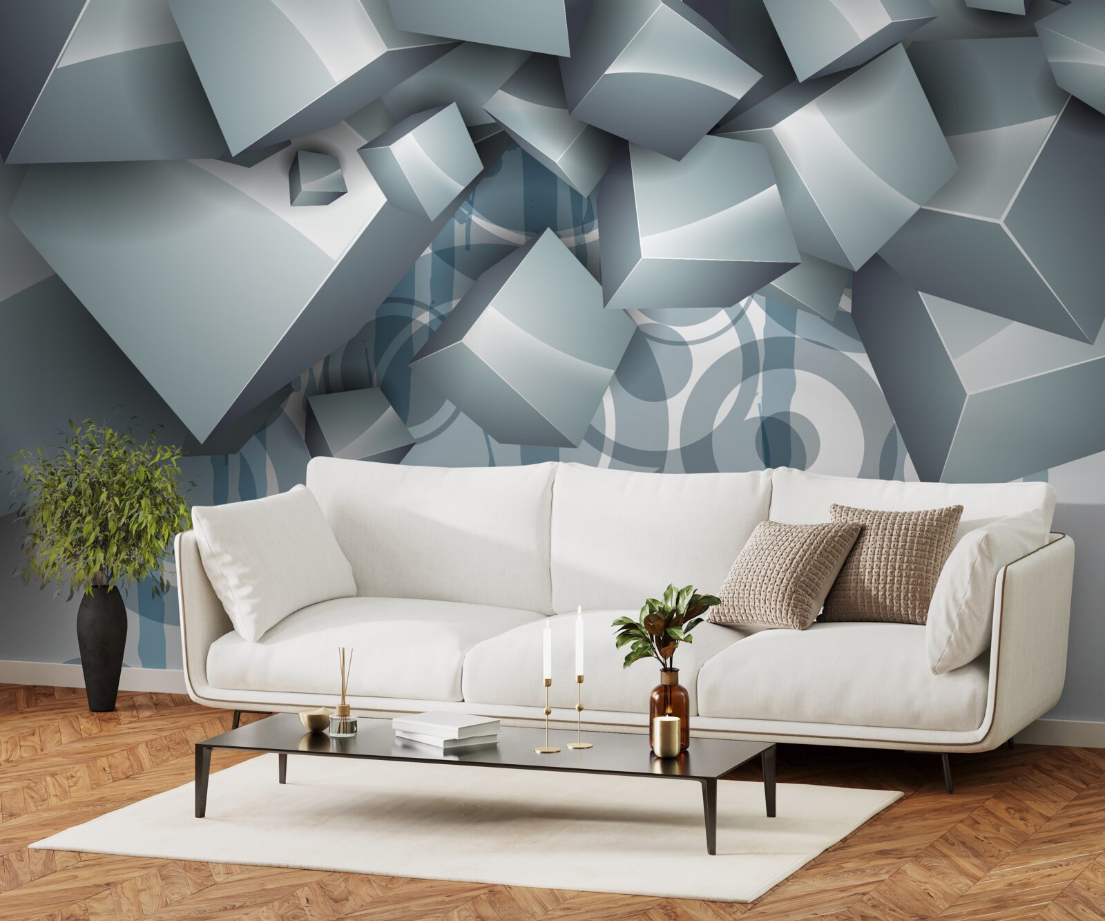 Fototapet cuburi optice gri