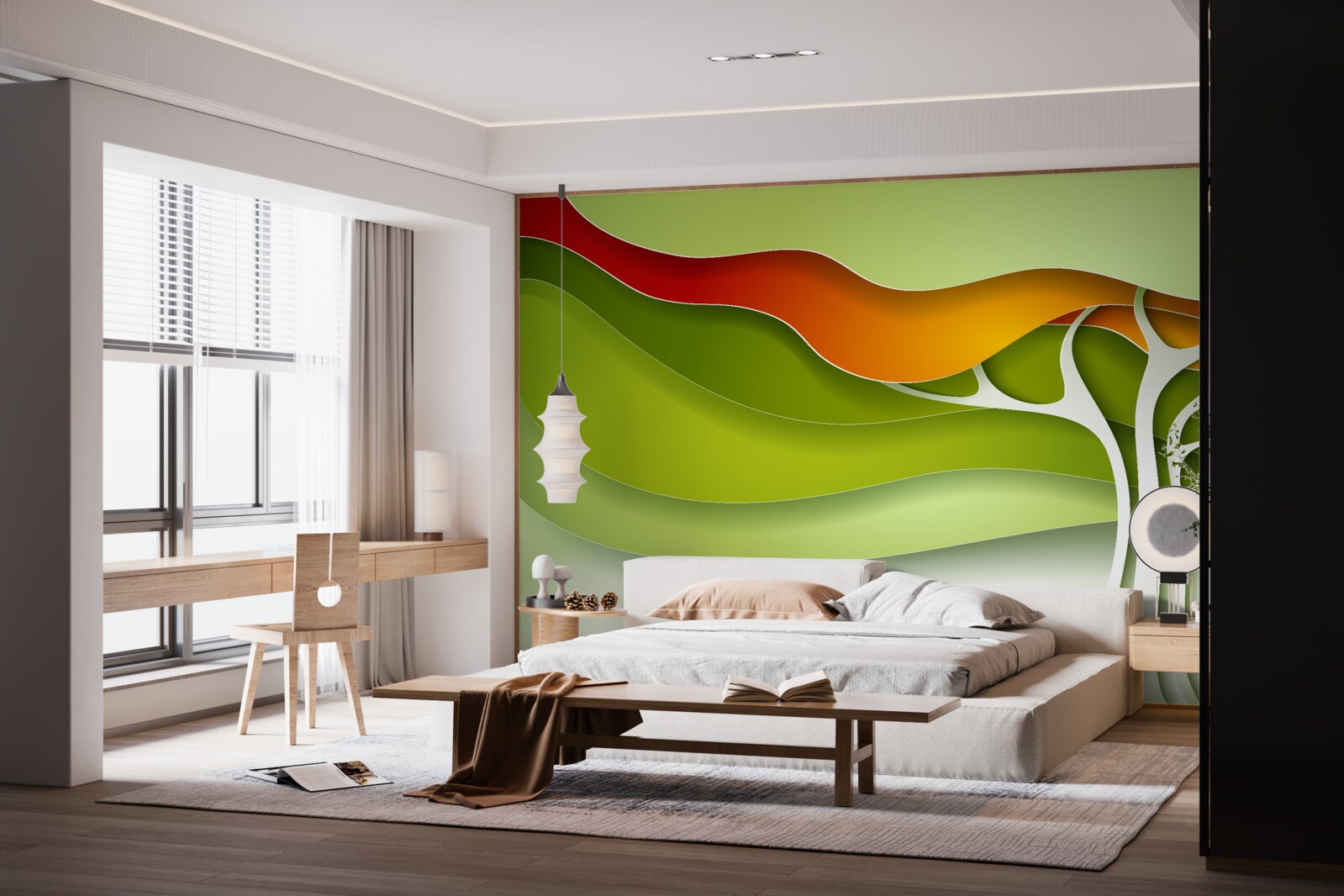 Fototapet vârful copacului este pictat în tonuri strălucitoare de toamnă