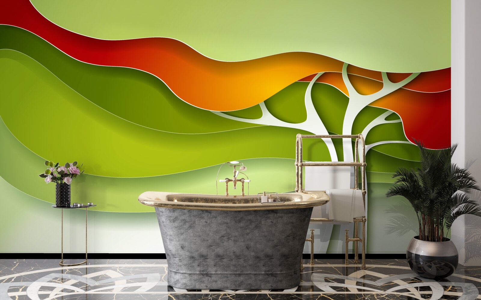 Fototapet vârful copacului este pictat în tonuri strălucitoare de toamnă