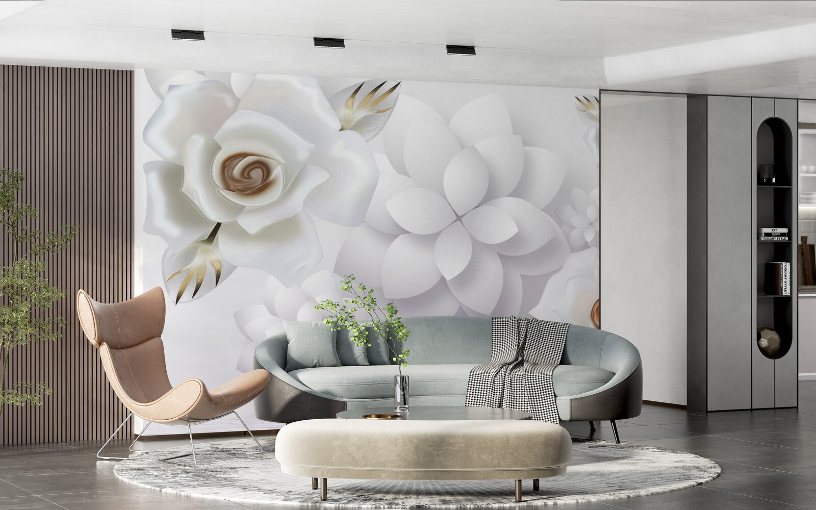 Fototapet compoziție cu flori albe