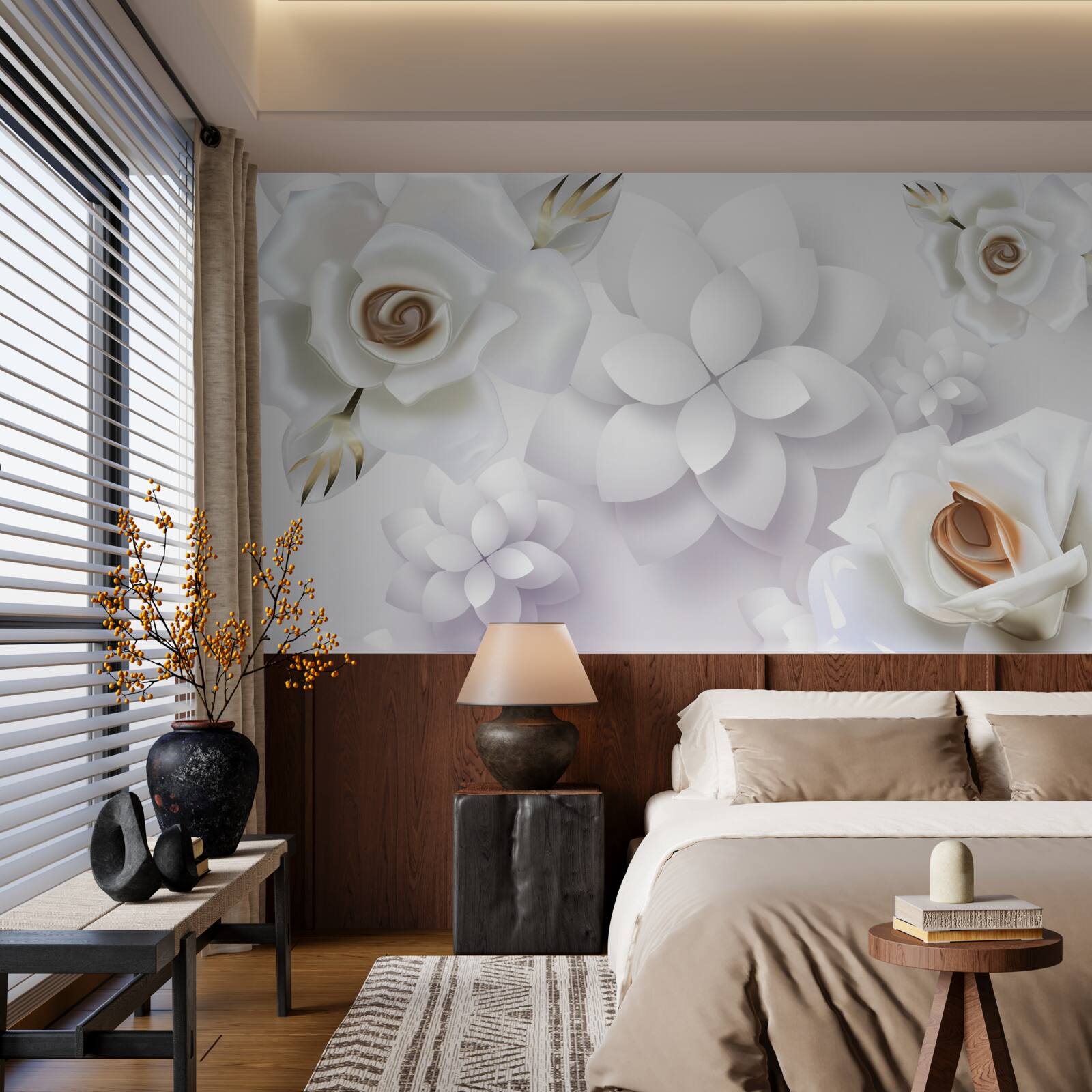 Fototapet compoziție cu flori albe