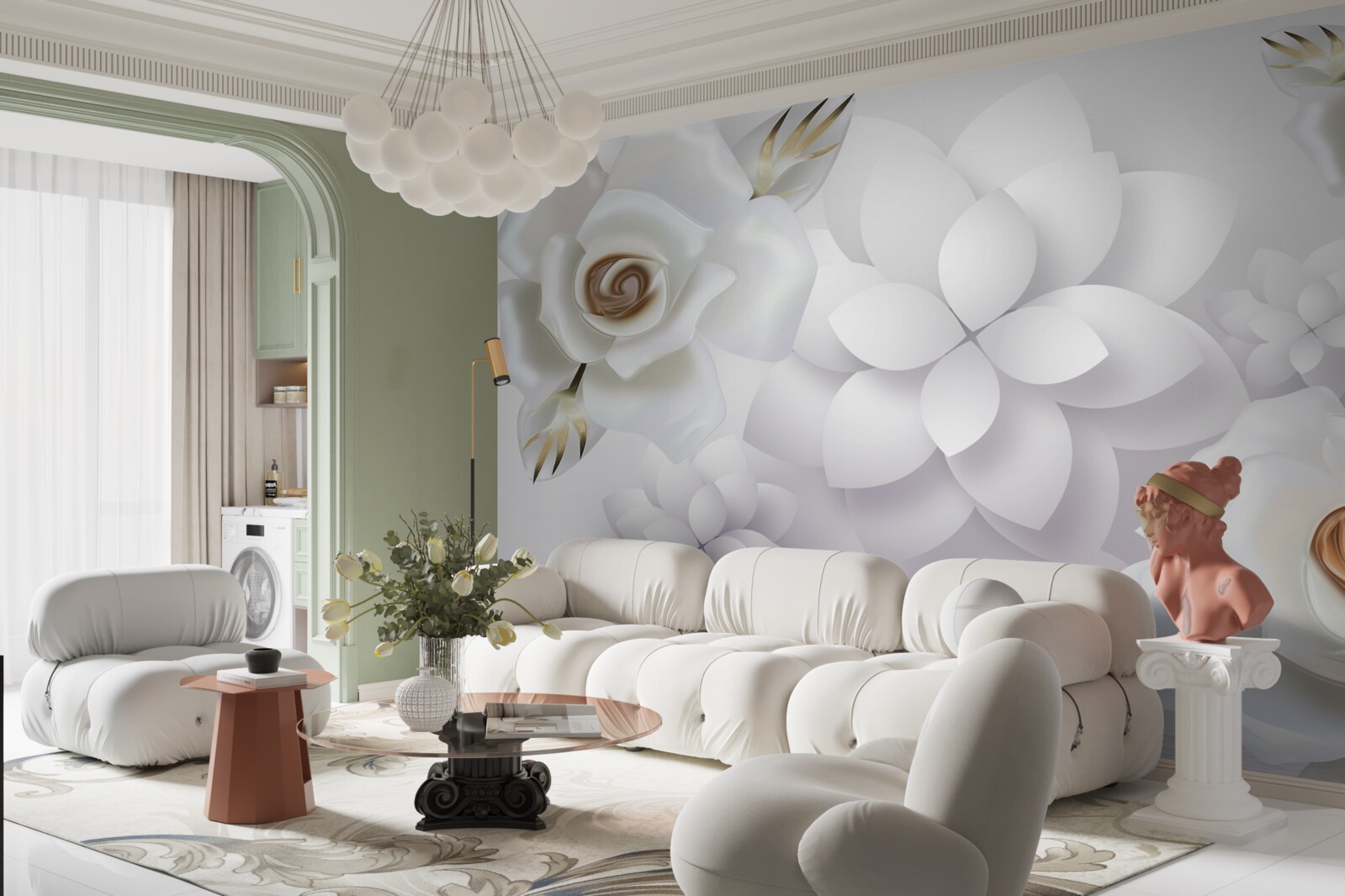 Fototapet compoziție cu flori albe