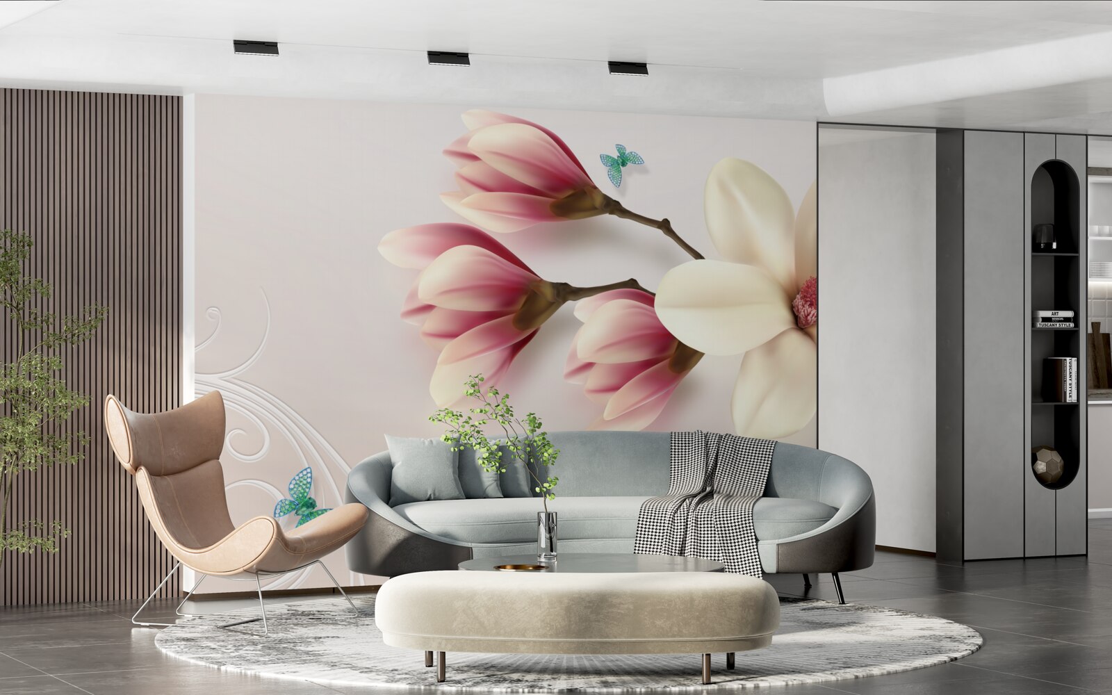 Fototapet magnolie albă în plină înflorire