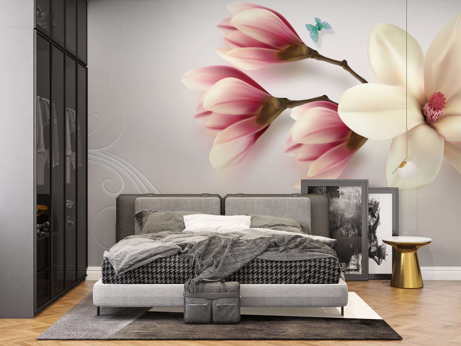 Fototapet magnolie albă în plină înflorire