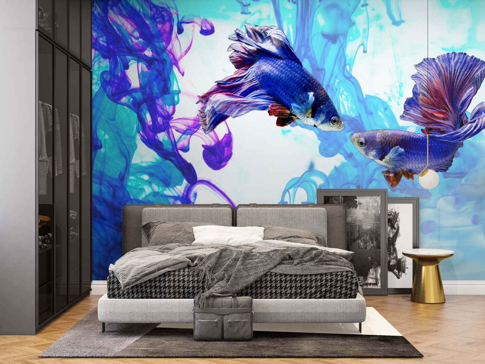 Fototapet locuitorii din apă cu coadă se joacă în elementele umede