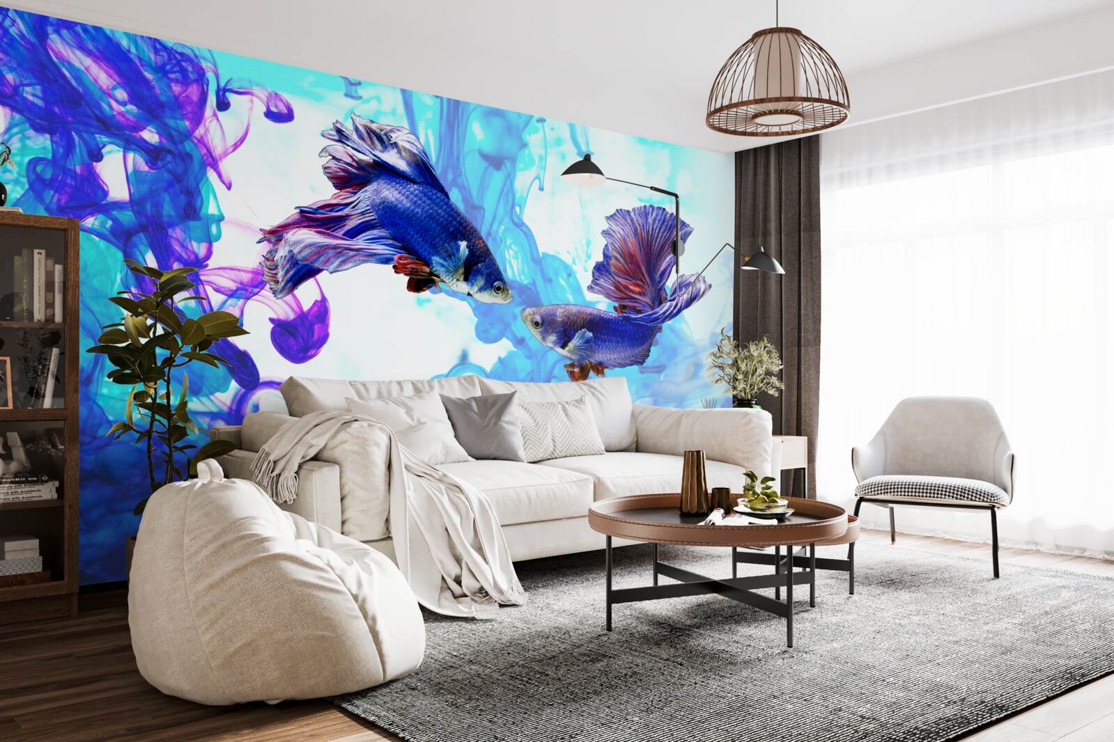 Fototapet locuitorii din apă cu coadă se joacă în elementele umede