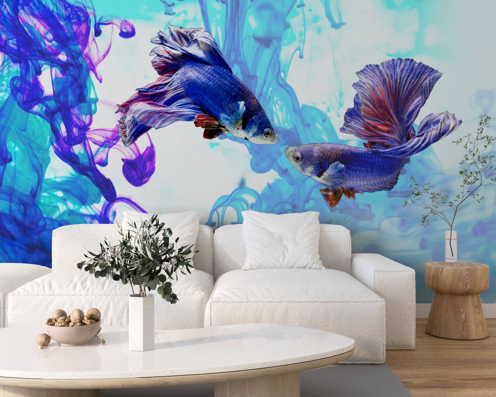 Fototapet locuitorii din apă cu coadă se joacă în elementele umede