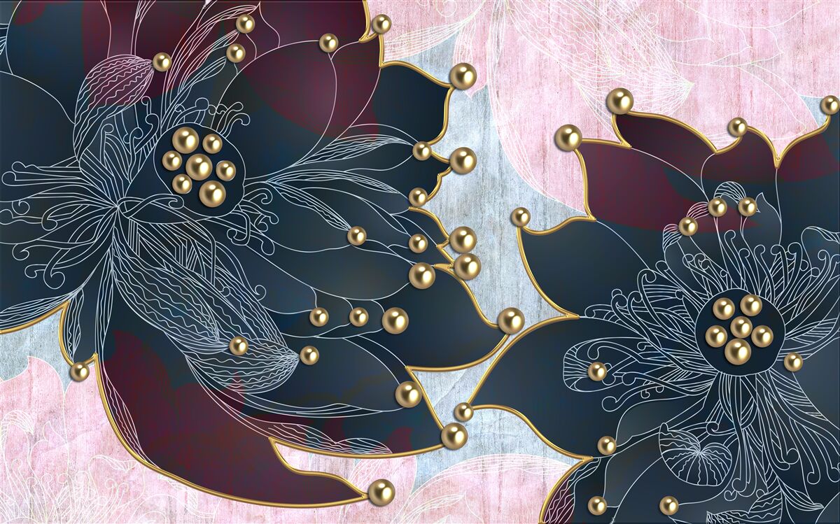 Fototapet floare de noapte cu o nuanță albastru-maroon