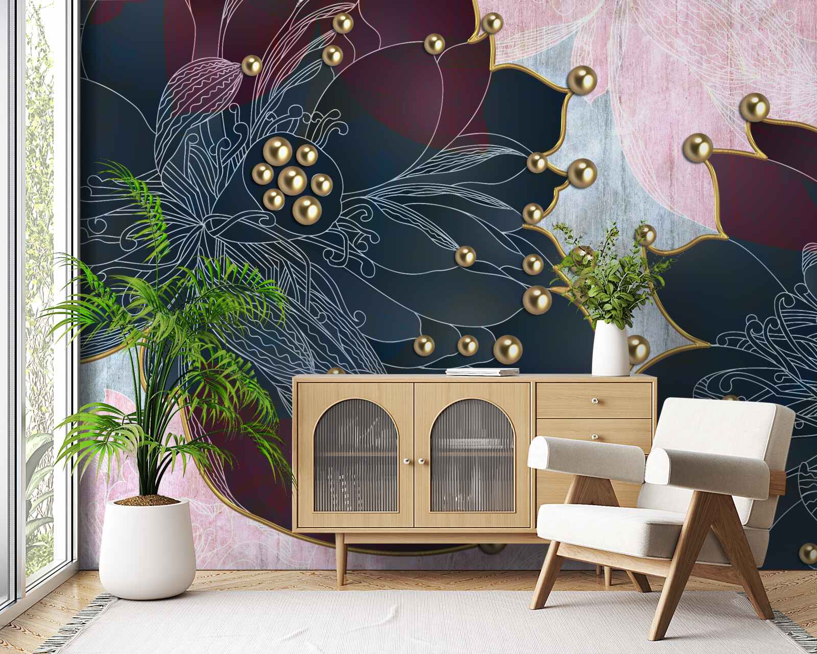 Fototapet floare de noapte cu o nuanță albastru-maroon