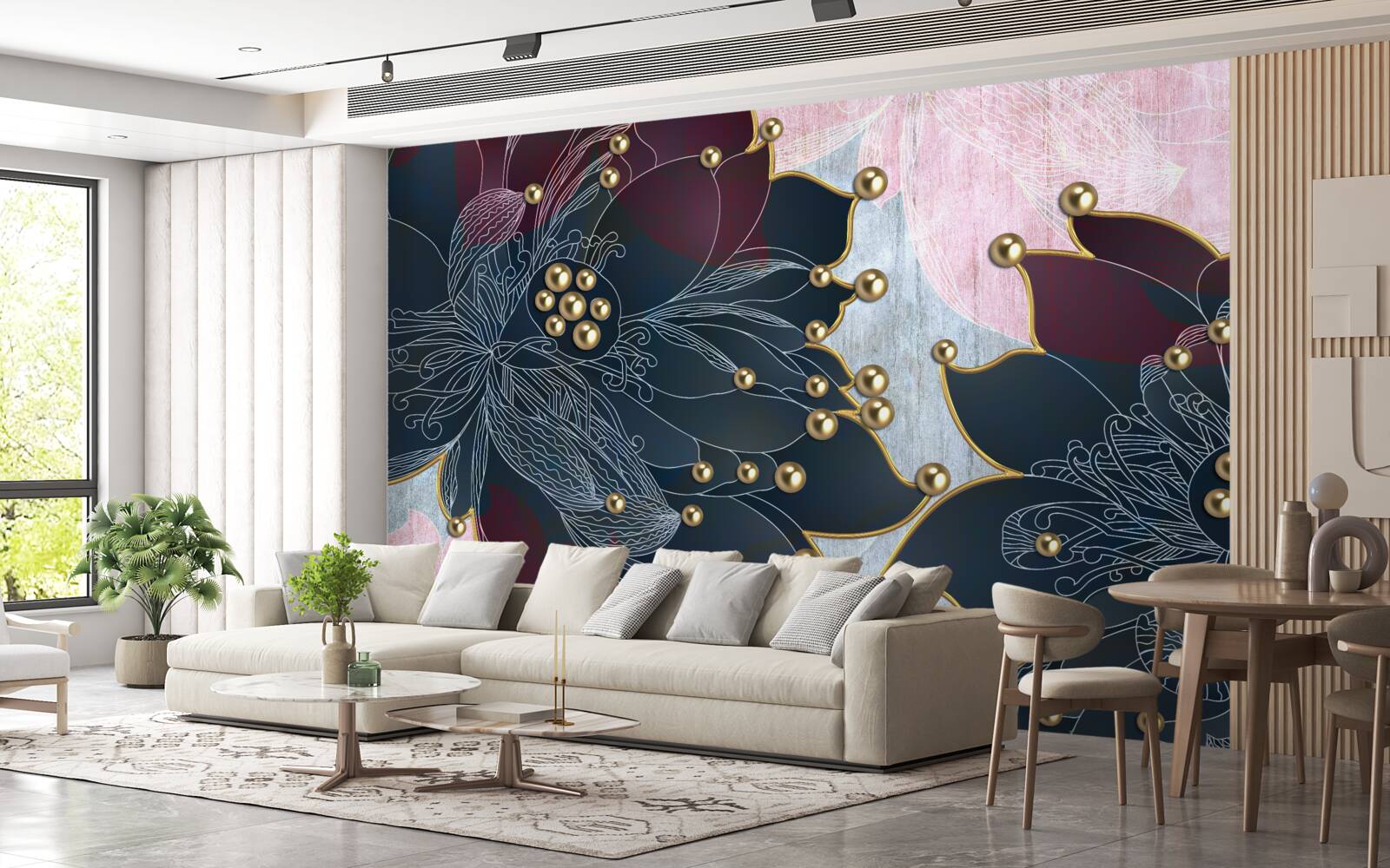 Fototapet floare de noapte cu o nuanță albastru-maroon