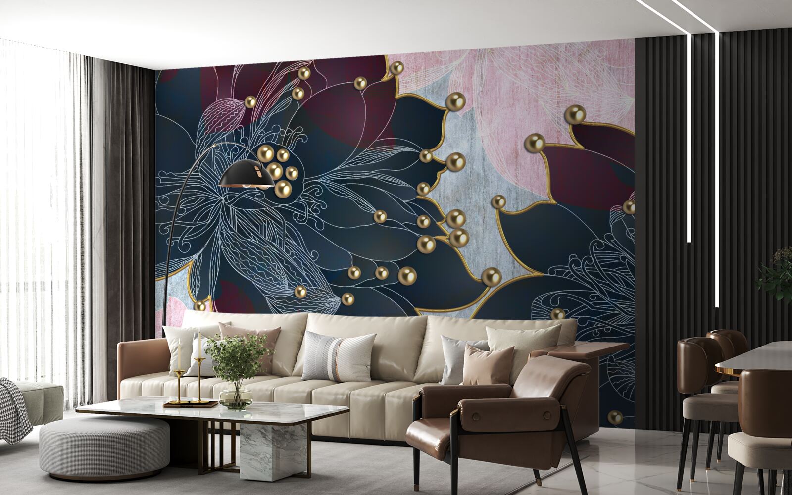 Fototapet floare de noapte cu o nuanță albastru-maroon