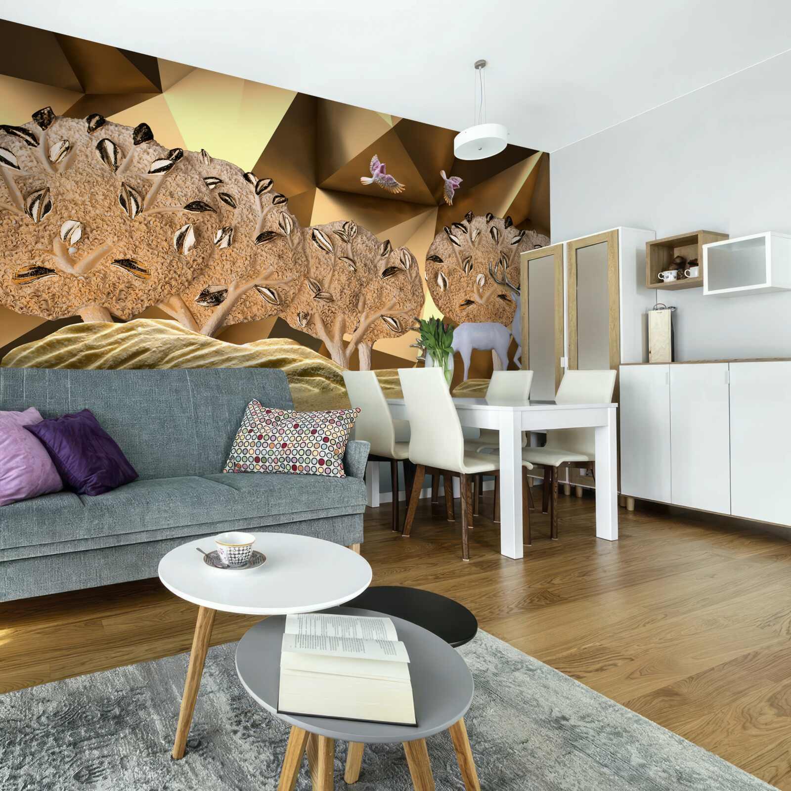 Fototapet cai la o sursă de apă din pădure