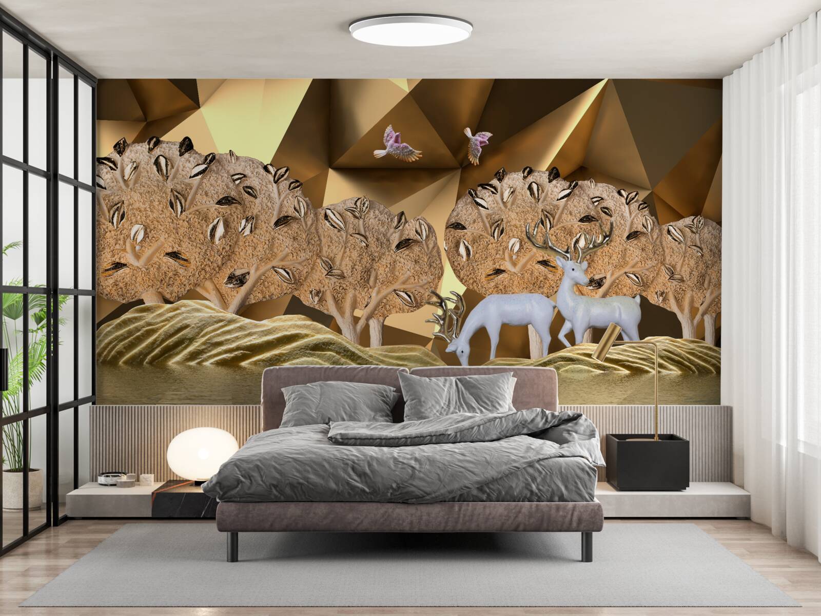 Fototapet cai la o sursă de apă din pădure