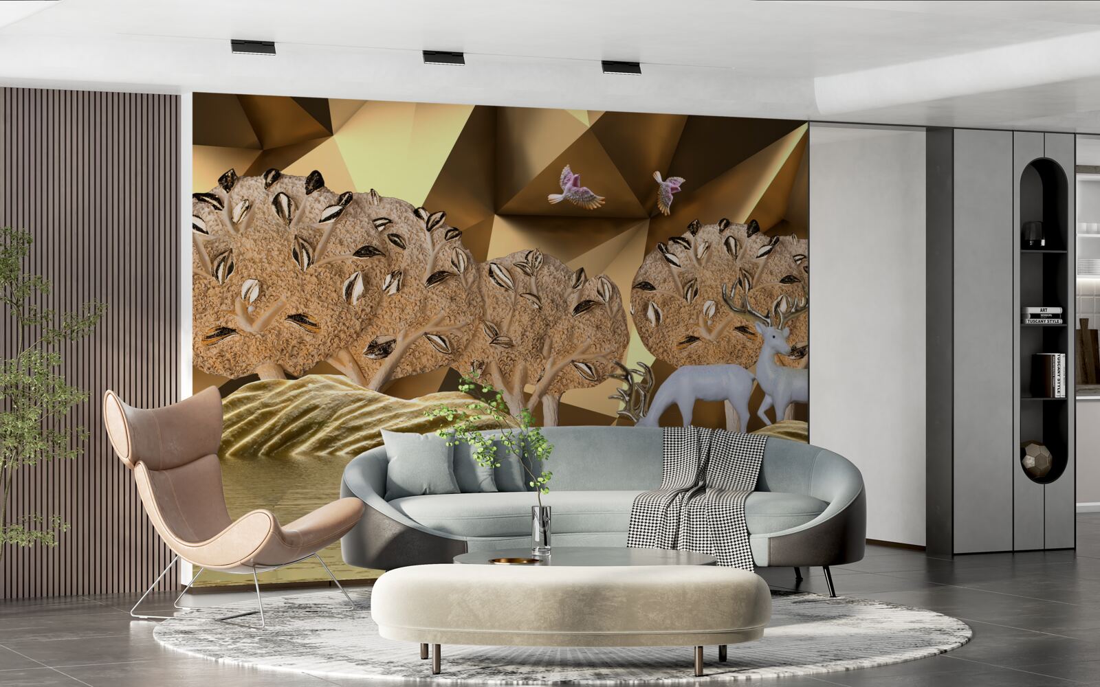 Fototapet cai la o sursă de apă din pădure