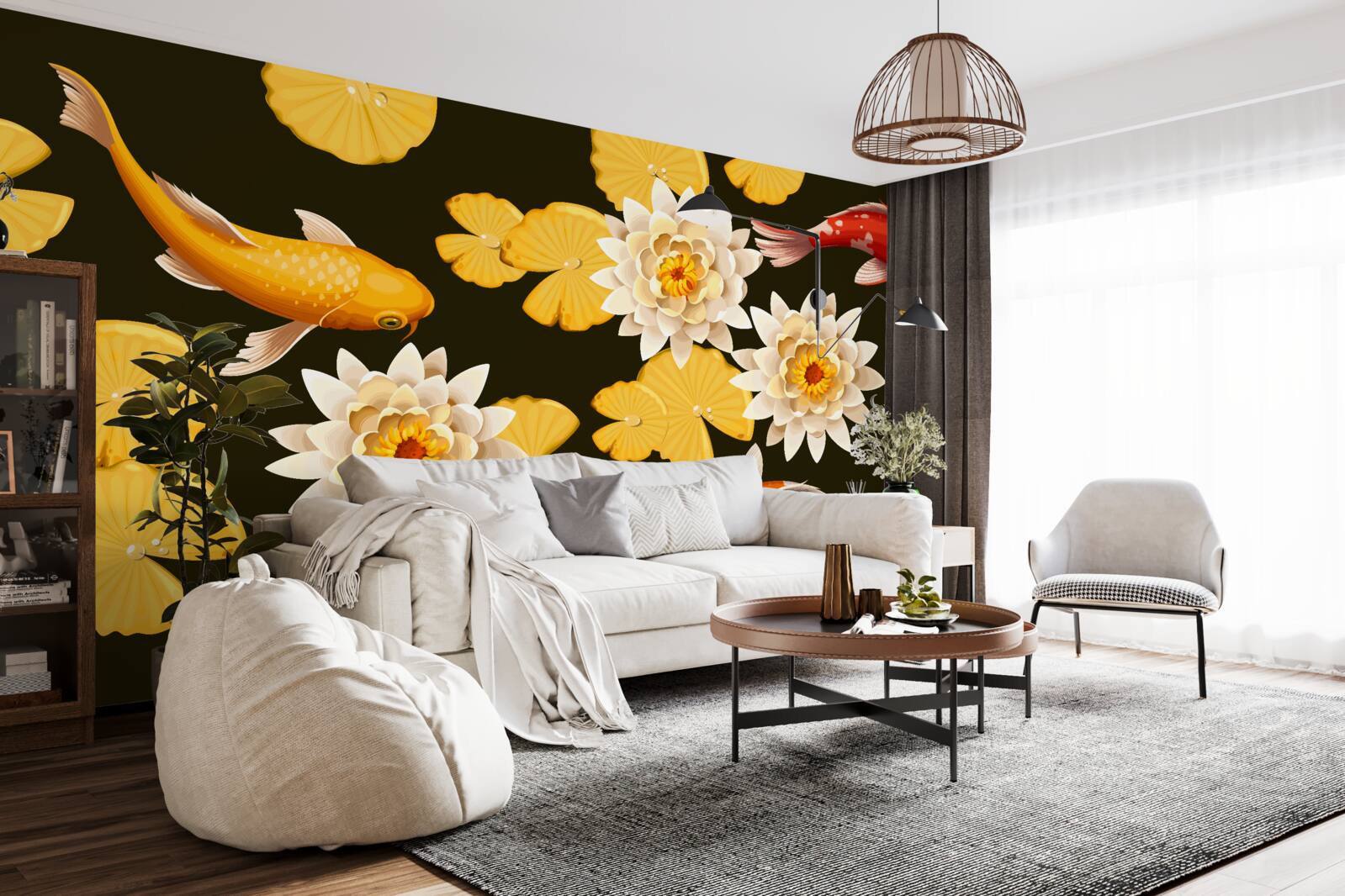 Fototapet lacul de toamnă este decorat cu lotus înflorit