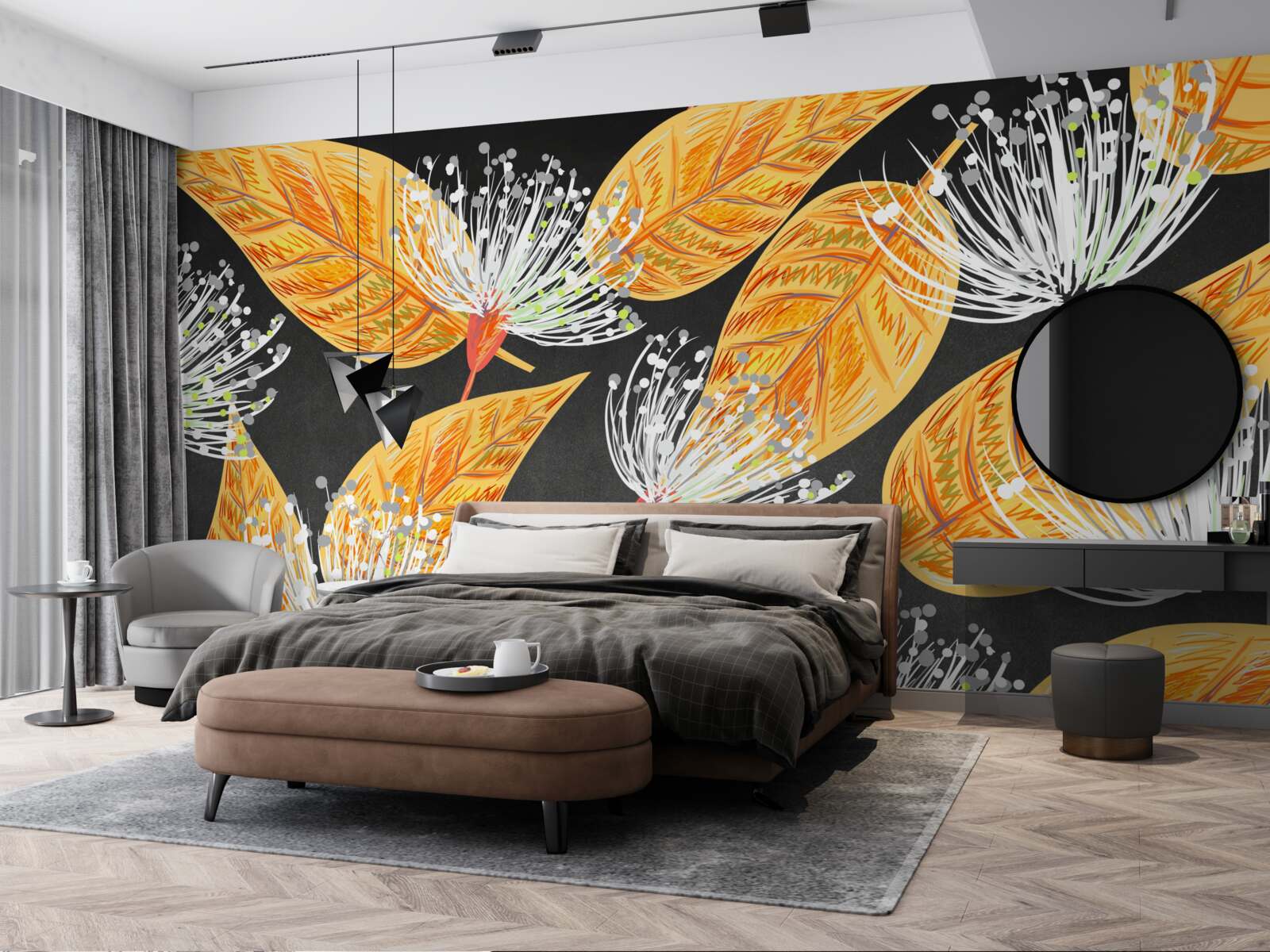 Fototapet frunze de toamnă cu păpădii