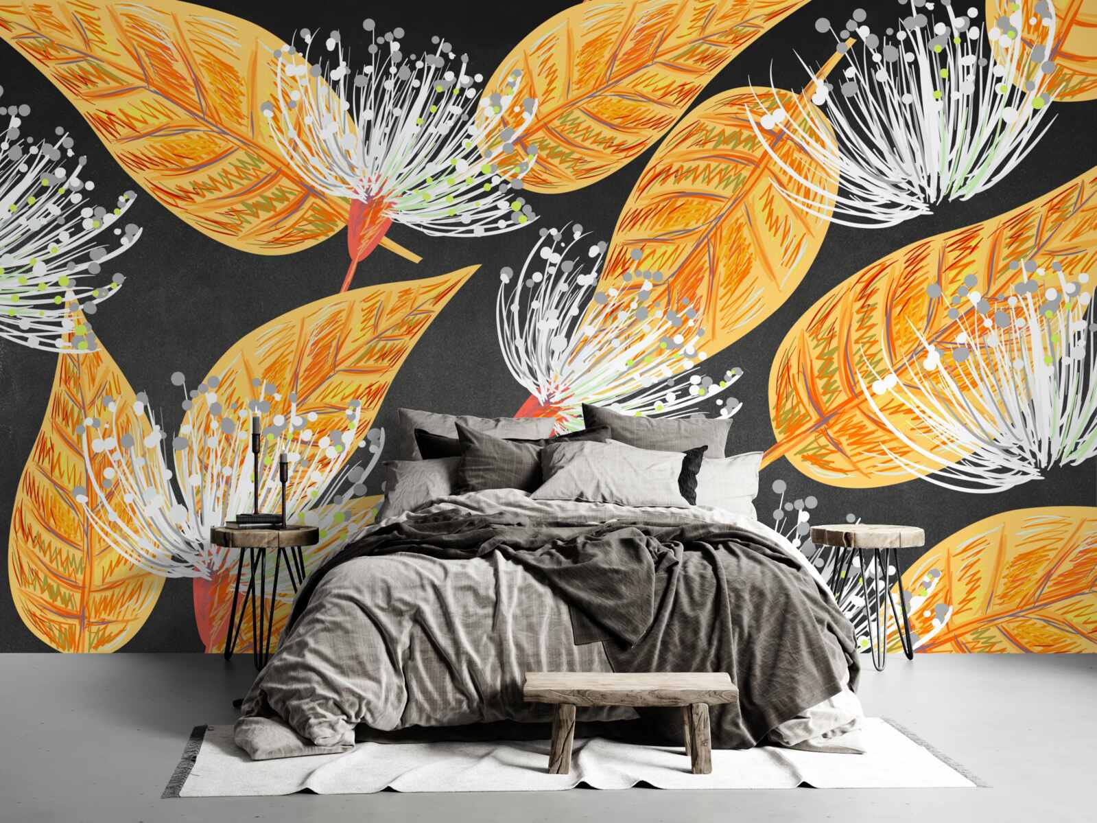 Fototapet frunze de toamnă cu păpădii