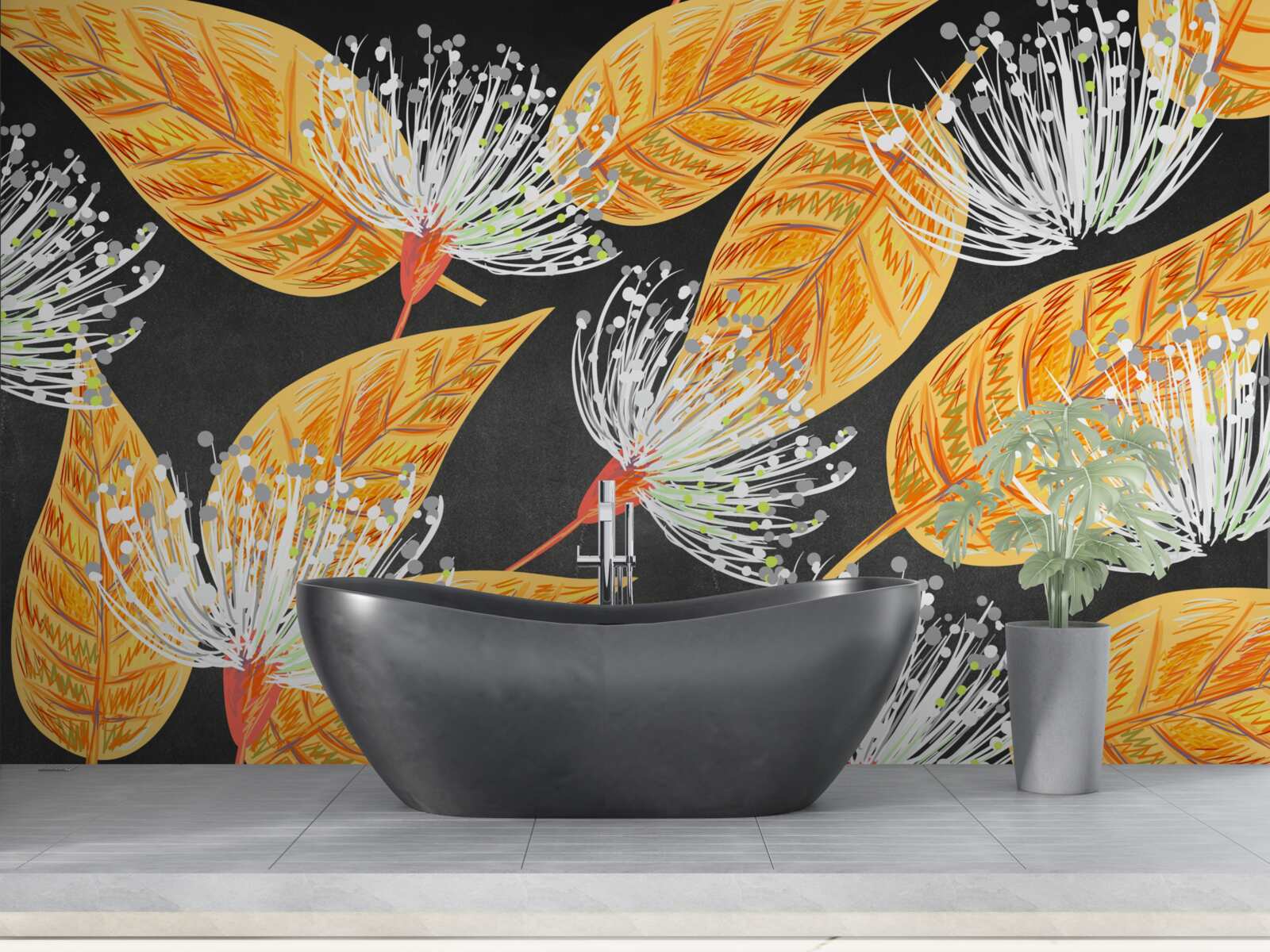 Fototapet frunze de toamnă cu păpădii