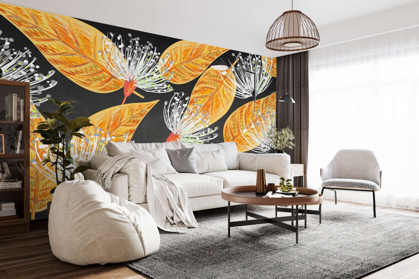 Fototapet frunze de toamnă cu păpădii