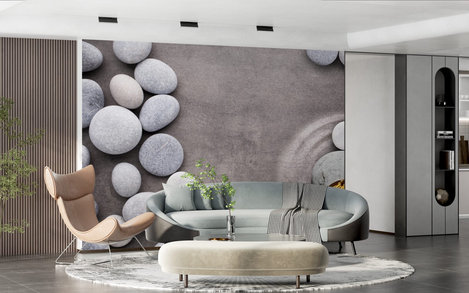 Fototapet fluture așezat pe o piatră lângă un iaz