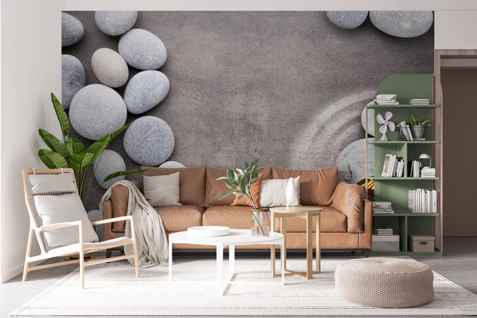 Fototapet fluture așezat pe o piatră lângă un iaz