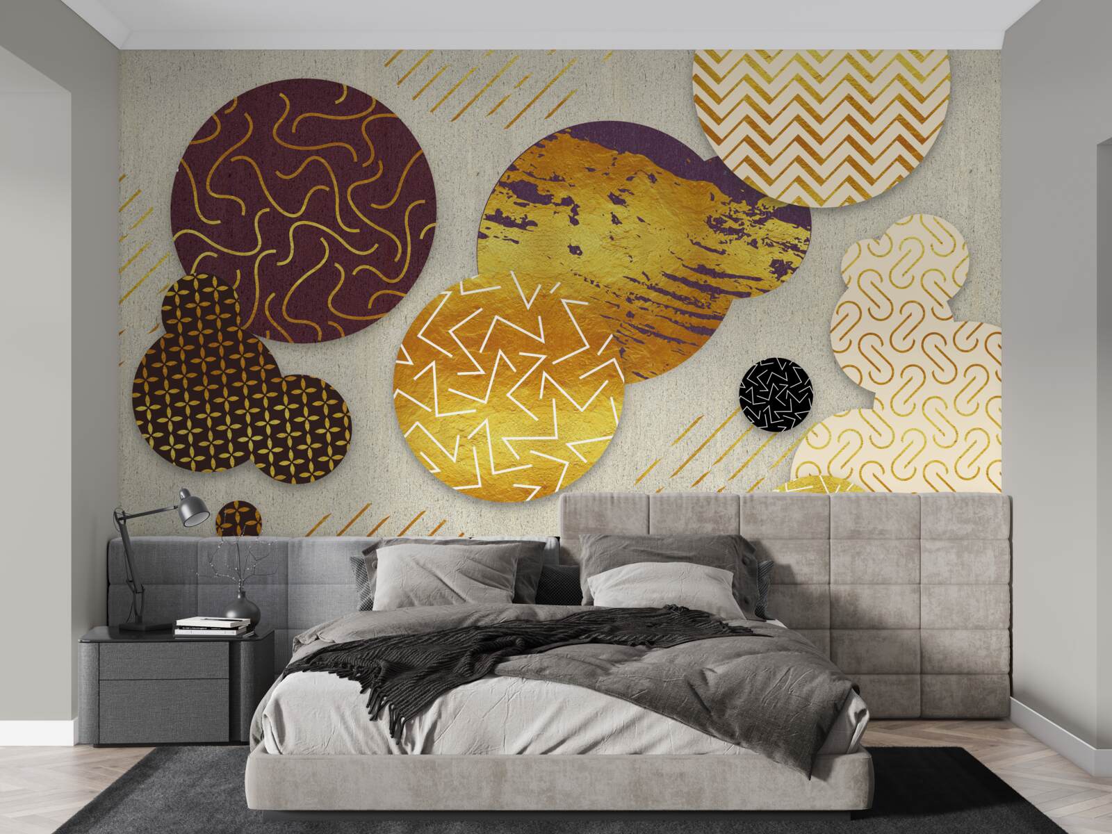 Fototapet picturi abstracte în nuanțe de maro și violet