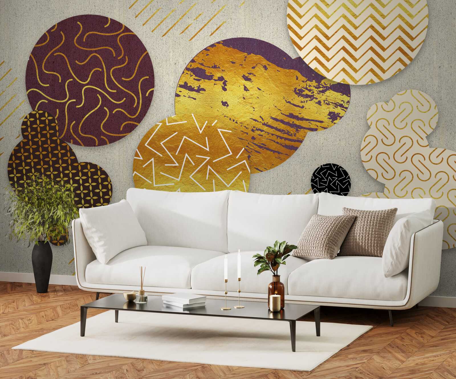 Fototapet picturi abstracte în nuanțe de maro și violet