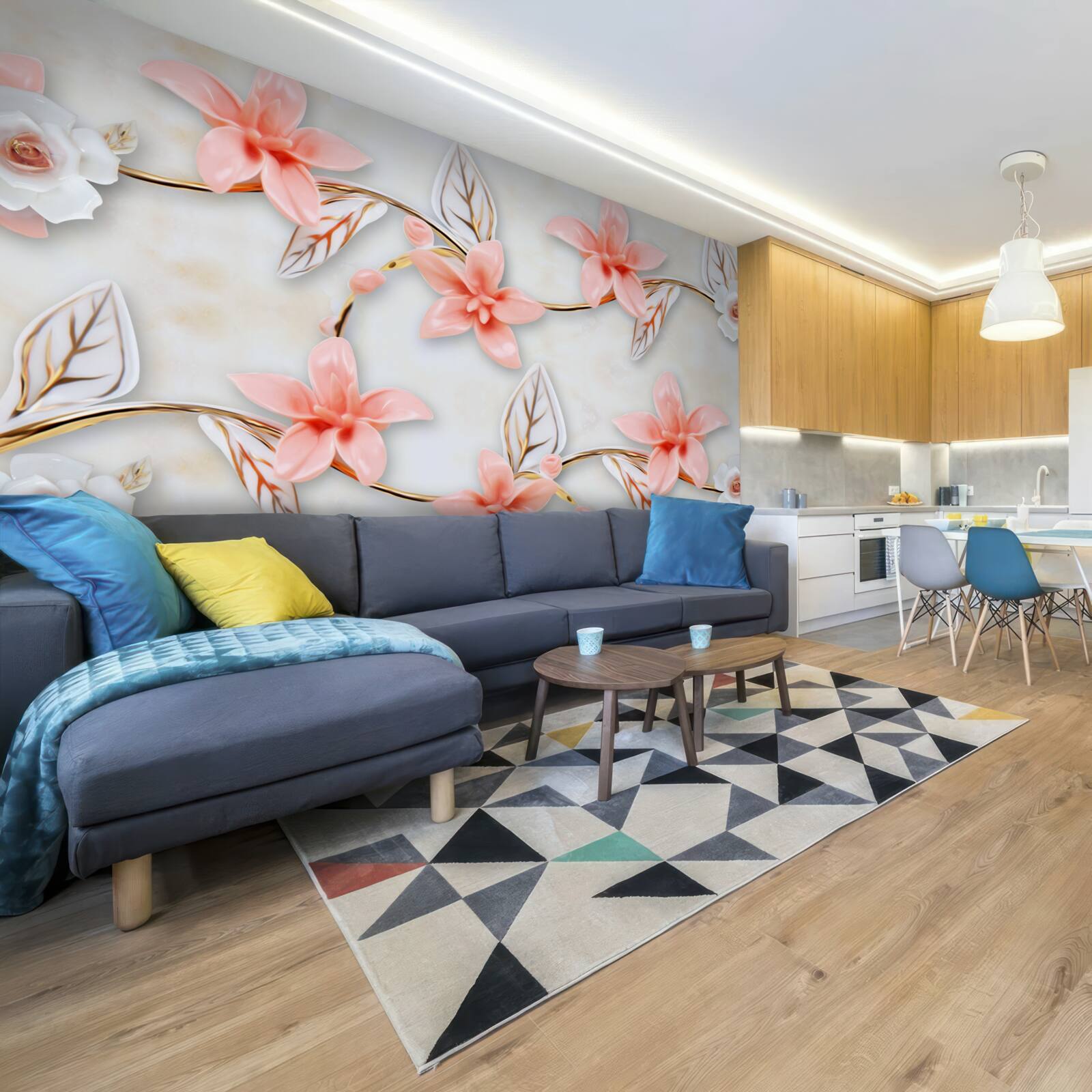 Fototapet magnolii roz pe ramuri