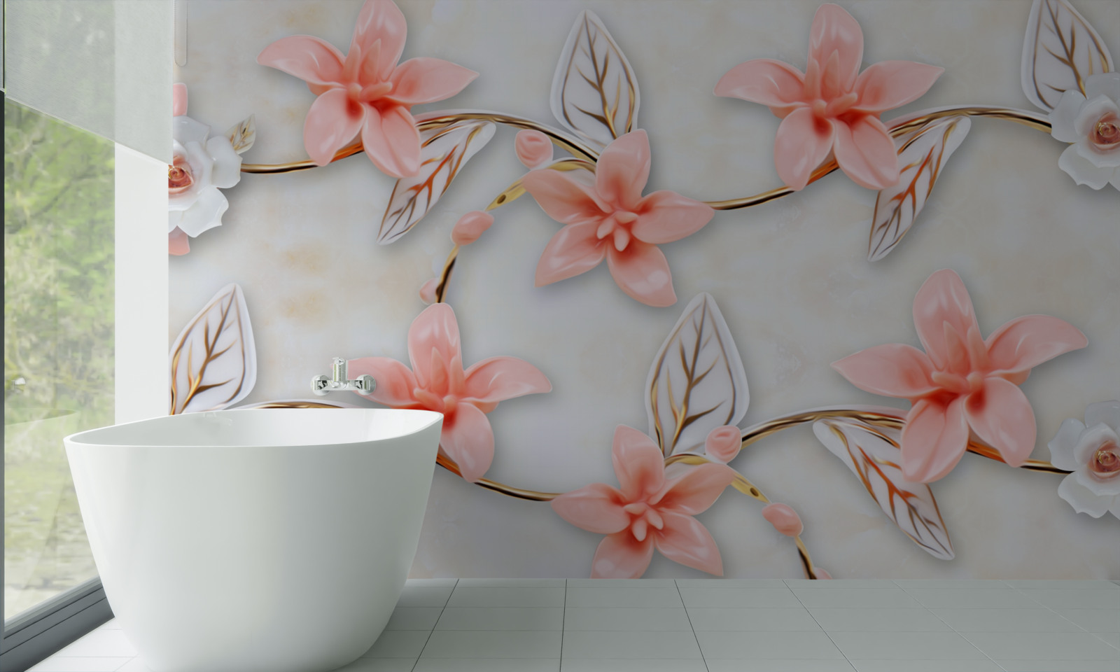 Fototapet magnolii roz pe ramuri