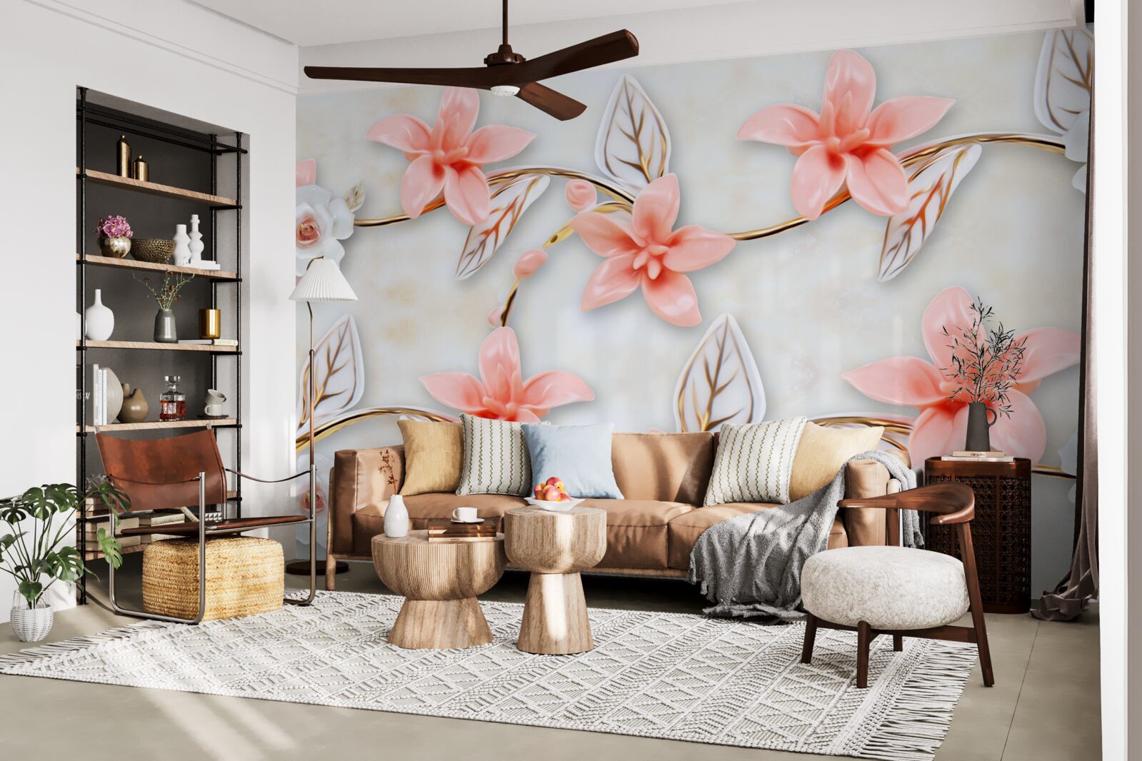 Fototapet magnolii roz pe ramuri